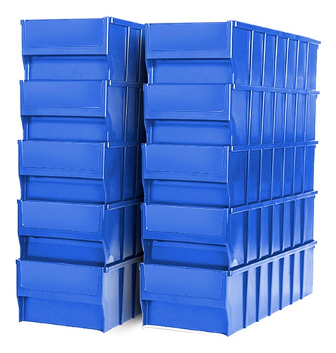 10 Gavetas Plásticas Multibox 40x16x10cm Azul Storage Compat