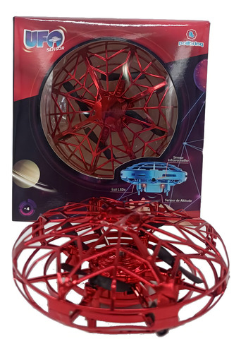 Quadricoptero Ufo Sensor Mini Drone Luz Led Vermelho