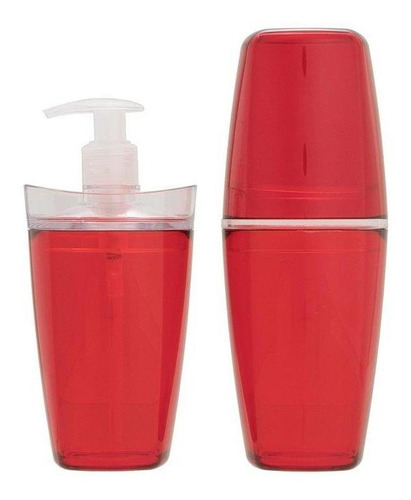 Jogo Para Banheiro Tule Vermelho 2 Peças
