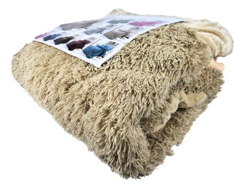 Edredón Corderito Pelo Largo 2 Plazas 200x230 Cm + 2 Fundas Canela Peludo- Liso