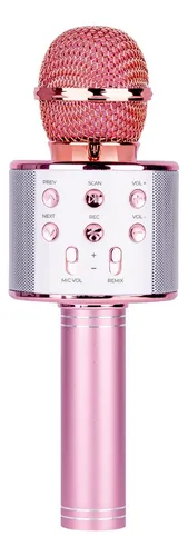 Micr fono Inal mbrico De Karaoke Con Bocina Bluetooth Rosa Color