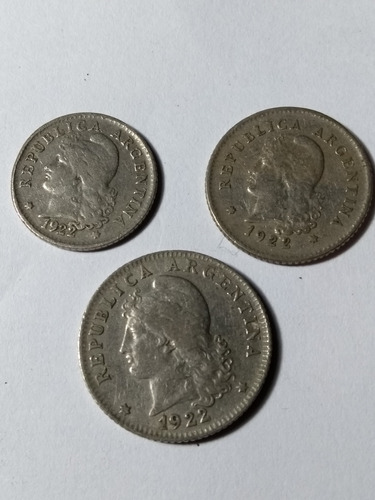 Monedas Argentinas 5-10y 20 Centavos 1922
