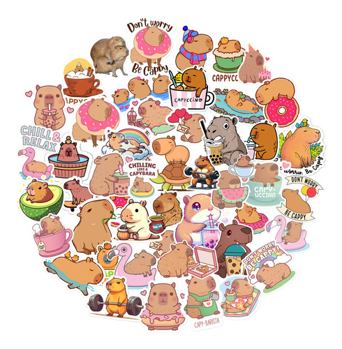 Imprimible Stickers Capybara Carpinchos Pack Para Imprimir