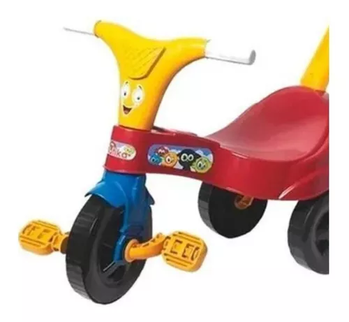 Triciclo Infantil Motoca Vermelho Menino C/ Empurrador