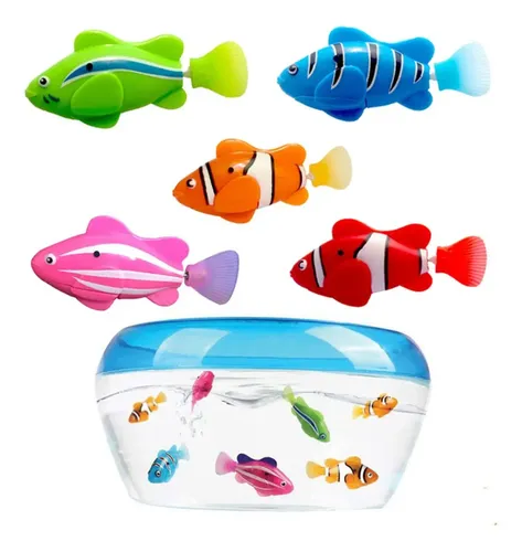 SKIKHN 4 Peces Robot Eléctricos Con Luces LED Para Bañera | Juguetes De Baño Reutilizables Para Niños, Incluyen Pilas Y Destornillador