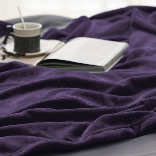 Manta De Franela Purpura King Size Ligero Microfibra Solida