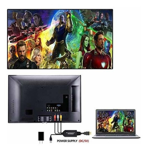 Imagen 6 de 6 de Convertidor De Hdmi A Rca, Cable De Hdmi A Rca, Cable