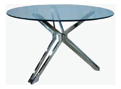 Mesa Comedor Moderna Redonda Metal Diseño Vidrio Importada