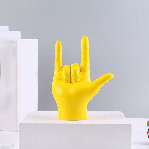 Estatueta De Estátua De Gesto De Dedo, Amarelo Amarelo