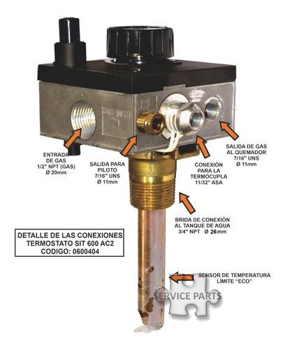 Termostato Sit Ac2 Para Termotanques A Gas Coppens Longvie