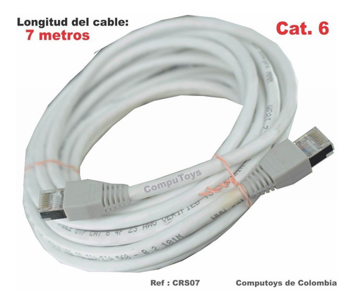 Imagen 2 de 6 de Cable Red Utp Rj45 Categoría 6 7m Ref: Crs07 Computoys Sas