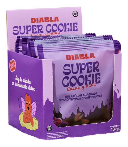 Cookies Diabla Sabor Cacao y Maní caja 5 unidades