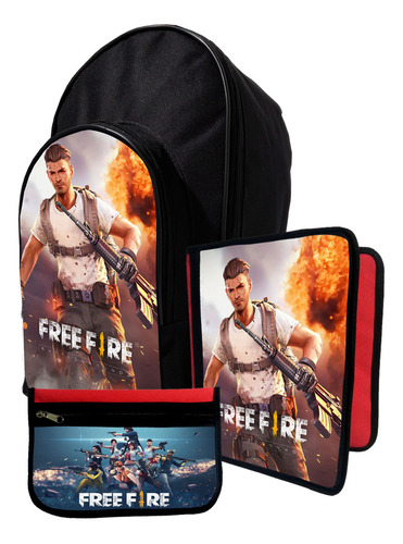 Kit Mochila+ Carpeta+ Cartu De Freefire #188