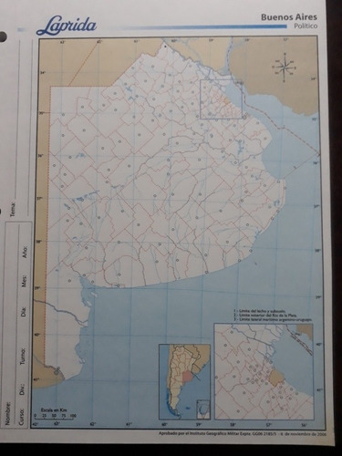 Mapa N° 3 Provincia De Buenos Aires Político X 5 Unidades