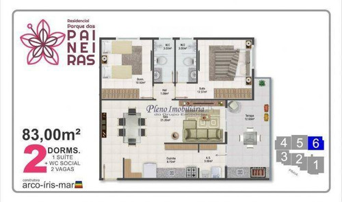 Imagem 20 de 21 de Apartamento Com 2 Dormitórios Sendo 1 Suíte, À Venda, 88 M² Por R$ 493.904 - Maracanã - Praia Grande/sp - Ap0806