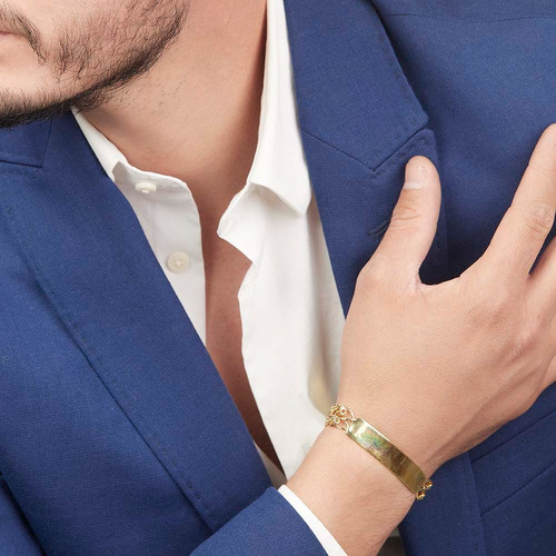 Esclava Hombre Rombo D 11mm Platabaño Oro24k Duodeluxejoyas®