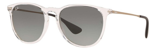 Anteojos de sol Ray-Ban Erika Classic Standard con marco de nailon color matte transparent grey, lente grey de policarbonato degradada, varilla gold de metal - RB4171