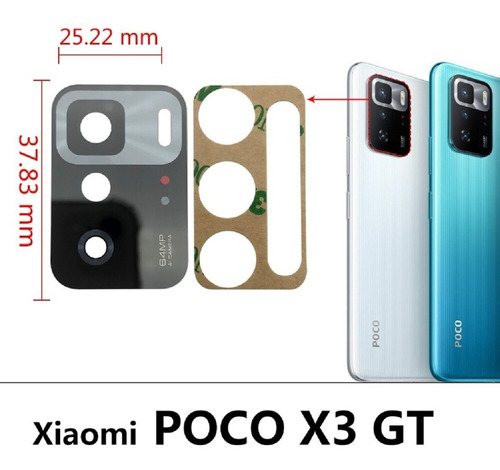 Imagen 1 de 1 de Lente Camara Vidrio Cover Xiaomi Poco X Gt
