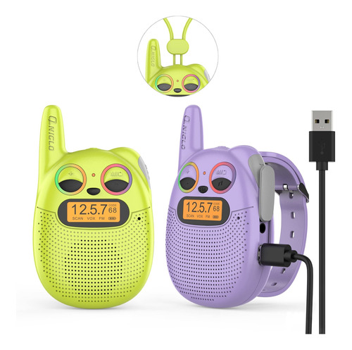 Walkie Talkies Para Niños Recargable 2 Paquetes, Regalos De