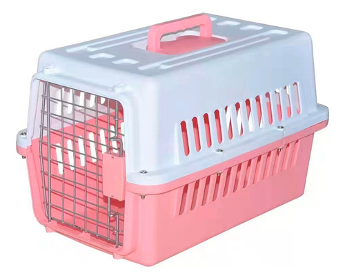 Jaula Transportadora Viaje Paseo Mascota Perro Gato Reptil Color Rosa