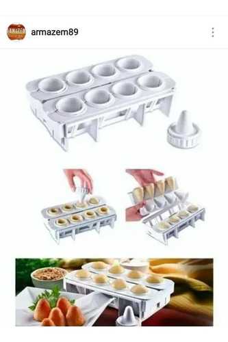 Imagem 2 de 7 de Forma Fábrica Coxinhas E Salgados- Kit Modelador Massas 8und