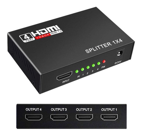 Imagen 1 de 1 de Splitter Hdmi De Video 1x4 4k 2k Divisor Amplificador Tv Hd