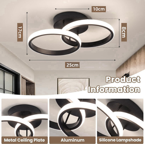 NIFUNA Lámpara De Techo Lampara Foco Decorativas Led Para Baño Moderna Colgante Lamparas Para Baño Lamparas Para Sala Lampara Decorativa Lamparas Para Interiores Luz Negra Lamparas Techo Led