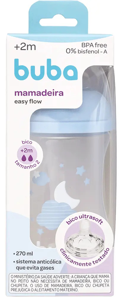 Buba Mamadeira Easy Flow Nuvem 270ml anticólica cor azul