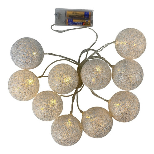 Guirnalda Luces Led 10 Esferas De Hilo Decorativas Con Pilas