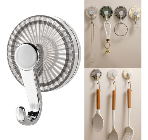Ganchos De Pared Con Ventosa Extraíbles En Gris Y Plata