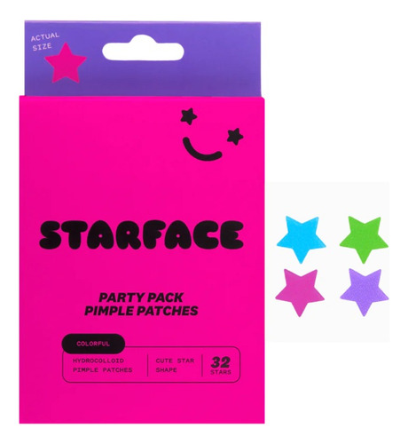 Parches Starface Party Pack Colored Stars Refill 32ct Tipo De Piel Todo Tipo De Piel