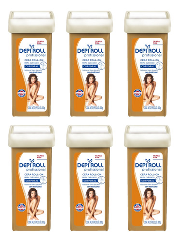 Depilatorio Depiroll Roll-on 100g Tradicional - Kit C/ 6un