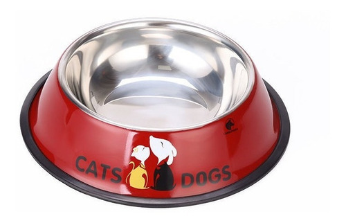 Plato De Mascotas Tazón Pintado Comida Agua Acero Inox 18cm