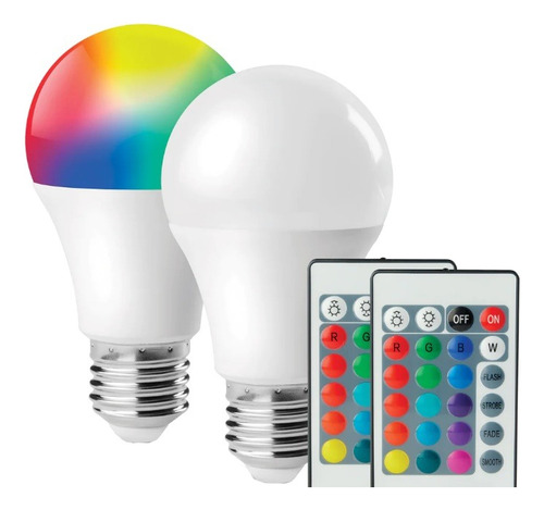 2 Lamparas  Led Colores A Control Remoto Bajo Consumo 5w