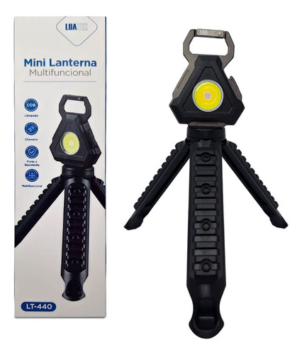 Mini Lanterna Multifuncional Com Tripé Recarregável