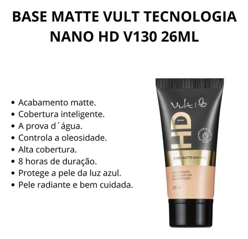 Base Matte Vult Tecnologia Nano Hd V130 26ml