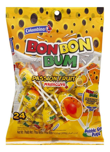 Chupetín Bon Bon Bum Sabor Maracuyá 24uni - Origen Colombia.