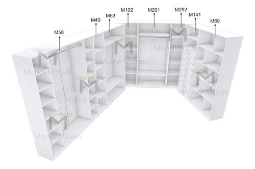 Kit Closet Modular Mundi M301.2021.b Cor Branco