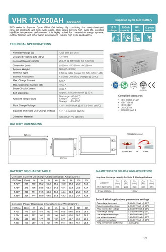 Imagen 2 de 3 de Bateria Solar 250ah De Gel 12v Ciclo Profundo