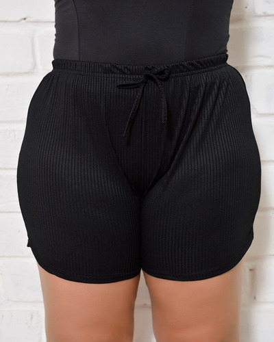 Kit 3 Shorts Canelado Plus Size Feminino Soltinho E Sortidos