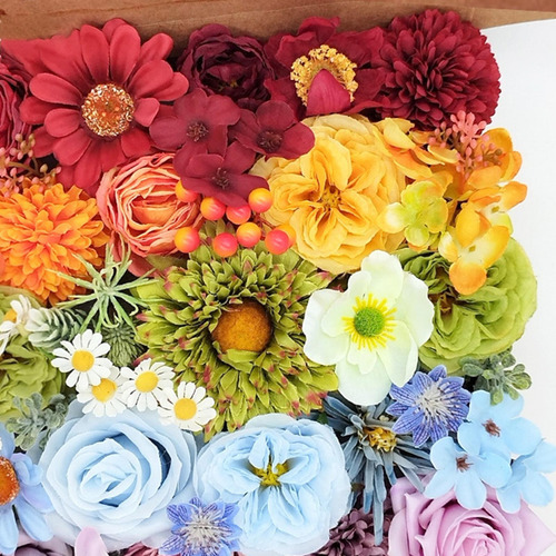 Caja Combinada De Flores Realistas De Boda Iridiscentes Para
