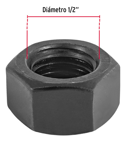 Tuerca 1/2'' Grado 5 Hexagonal Pavonada 50 Pz Fiero 44699
