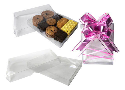 25 Cajas 20x15x5 Cms Base Y Tapa Transparente Mod 1909 Todo Transparente