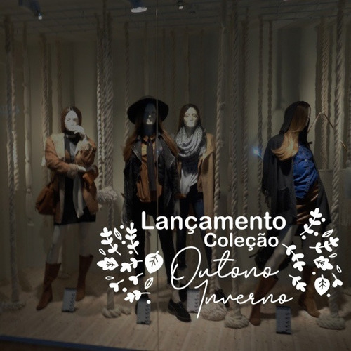 Adesivo Vitrine Lançamento Coleção Outono Inverno Folhas M