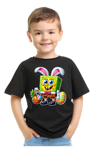 Playera Infantil Bob Esponja Conejo De Pascua Estilo Casual