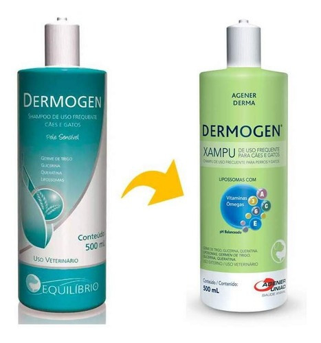 Shampoo Dermogen 500ml Cães E Gatos Pele Sensível Equilíbrio