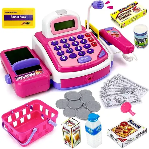 Caixa Registradora Infantil QG Imports com Calculadora, Scanner e Microfone