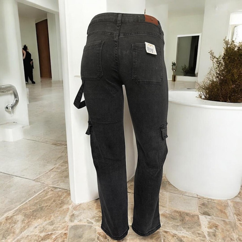 Pantalón De Mezclilla Mujer Con Bolsas Laterales Jw007