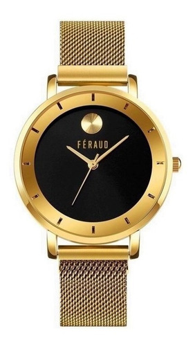 Reloj Feraud Mujer Acero Malla Tejida Dorado Moda F5562 Lgd