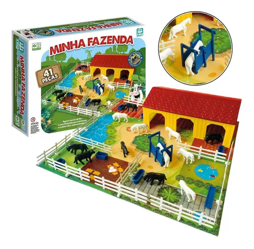 Jogo De Montar Tabuleiro Minha Fazenda 41 Peças Brinquedo Infantil